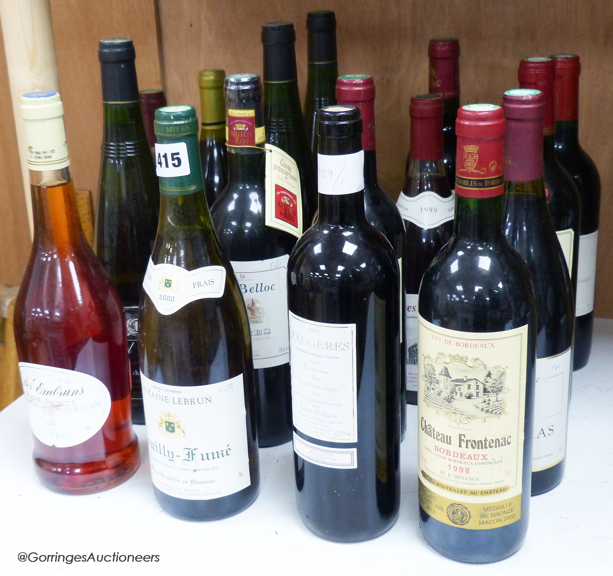 Sixteen mixed bottles of wines from 1996-2000